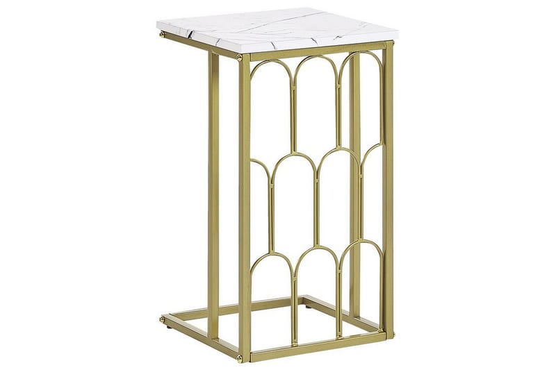 Fuller Rektangulärt Soffbord 30 cm i Marmor med Metallstativ - Vit - Möbler - Bord & matgrupp - Marmorbord