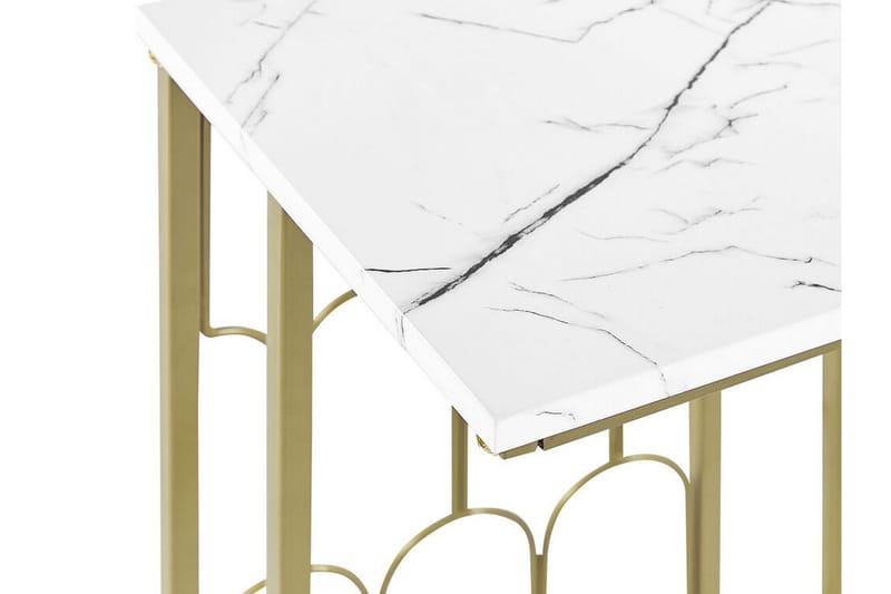 Fuller Rektangulärt Soffbord 30 cm i Marmor med Metallstativ - Vit - Möbler - Bord & matgrupp - Marmorbord