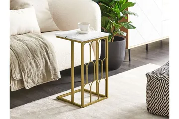 Fuller Rektangulärt Soffbord 30 cm i Marmor med Metallstativ - Vit - Möbler - Bord & matgrupp - Marmorbord