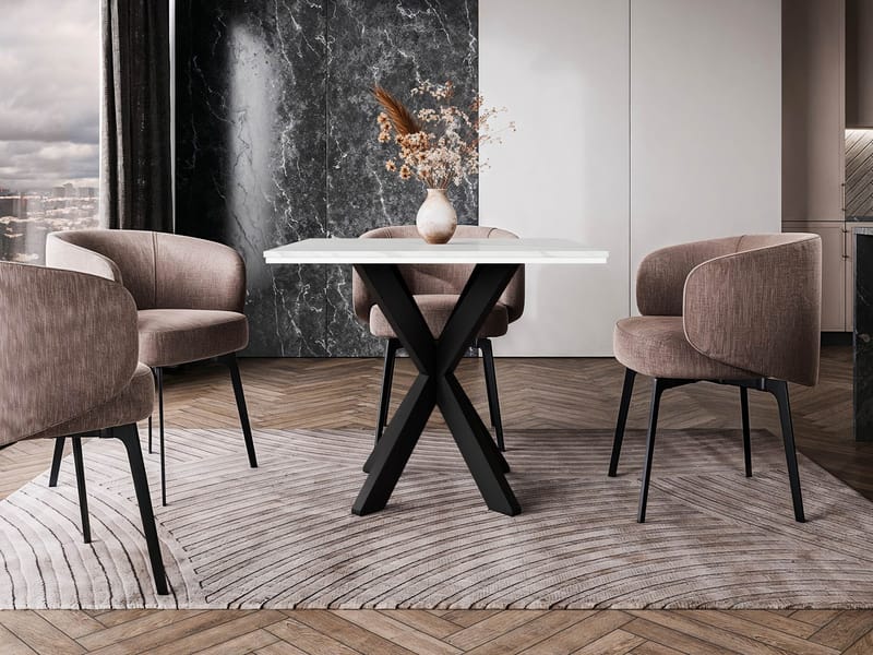 Fynrel Matbord 90 cm Kvadratisk - Svart/Vit - Möbler - Bord & matgrupp - Matbord & köksbord