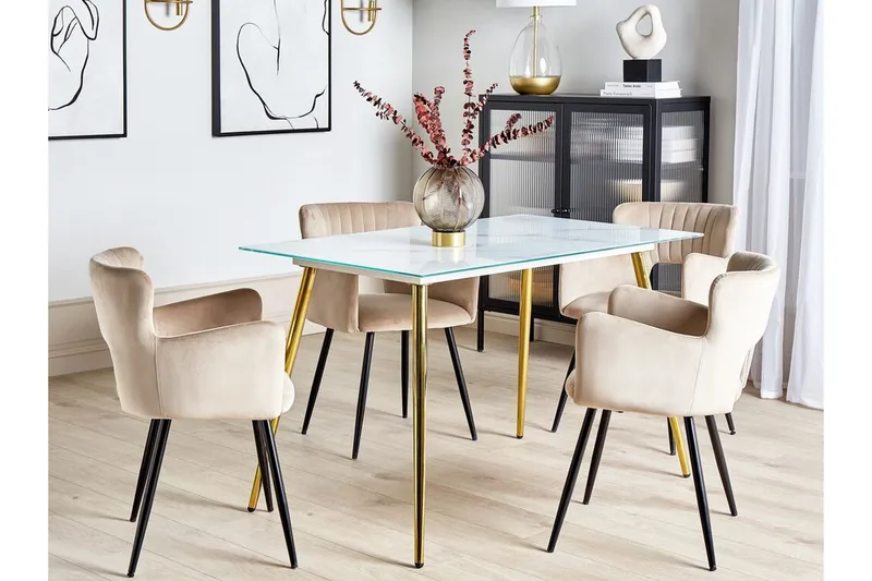 Gabriela Matbord 70x120 cm - Vit/Guld - Möbler - Bord & matgrupp - Matbord & köksbord
