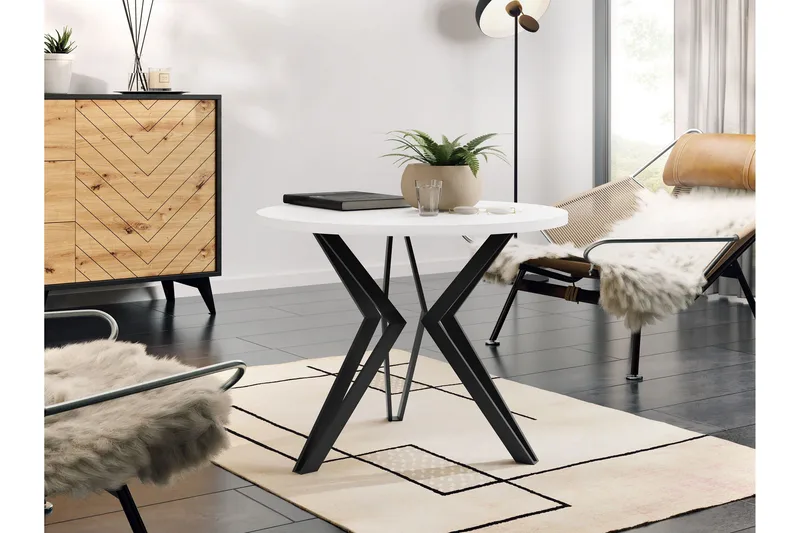 Gaddi 65 cm Runt Soffbord i Trä med Målat Trä - Vit|Svart - Möbler - Bord & matgrupp - Soffbord