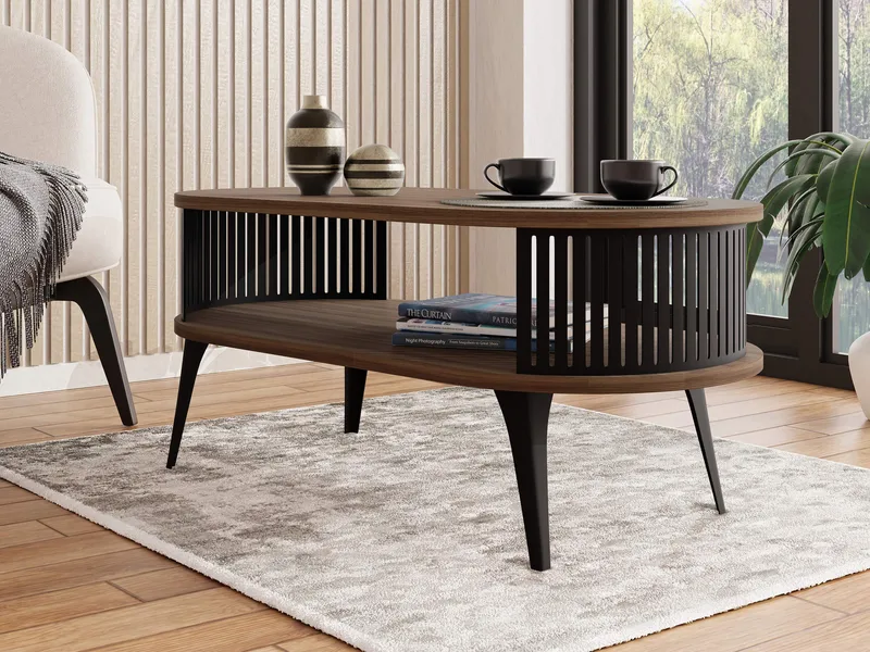 Galia soffbord 100x44 cm - Svart, valnöt - Möbler - Bord & matgrupp - Soffbord