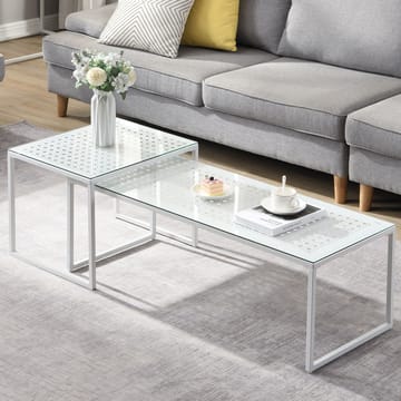 Galilo Satsbord 100 cm Set om 2 - Transparent och matt vit - Möbler - Bord & matgrupp - Soffbord
