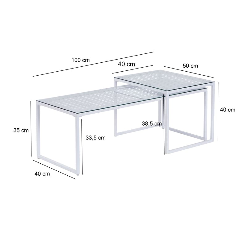 Galilo Satsbord 100 cm Set om 2 - Transparent och matt vit - Möbler - Bord & matgrupp - Soffbord