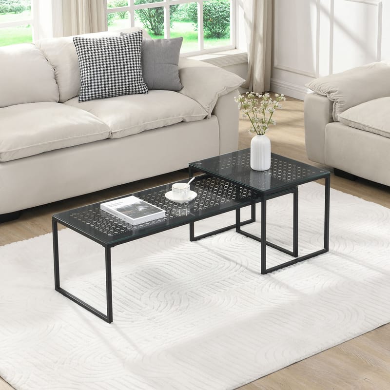 Galilo Satsbord 100 cm Set om 2 - Transparent och mattsvart - Möbler - Bord & matgrupp - Soffbord