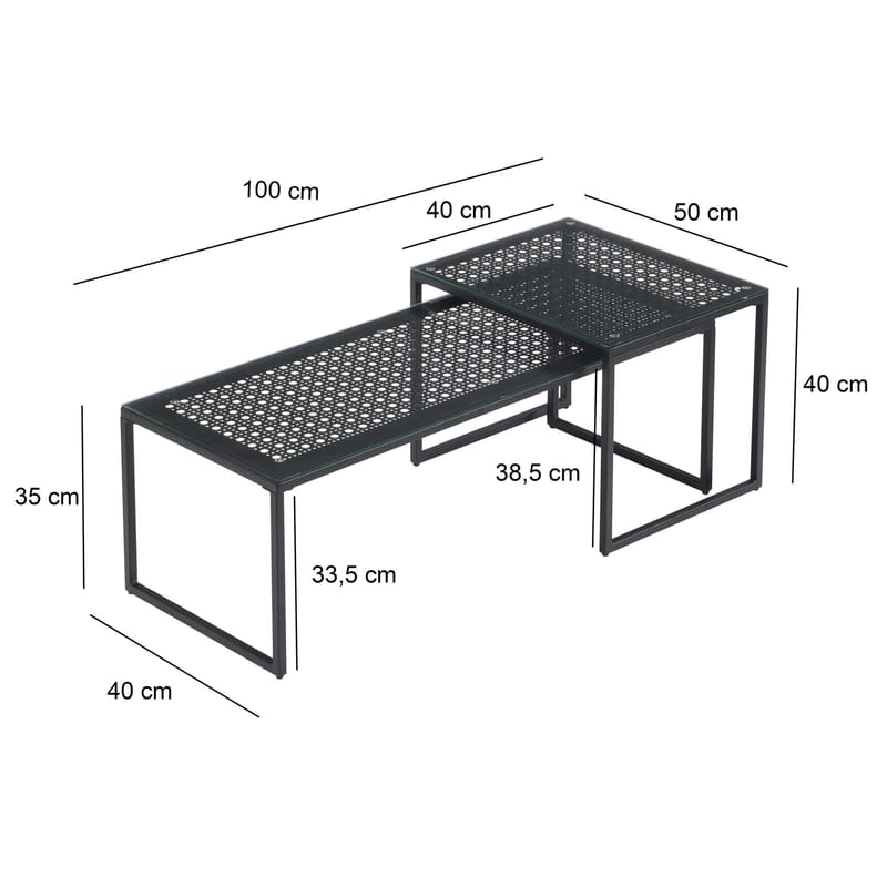 Galilo Satsbord 100 cm Set om 2 - Transparent och mattsvart - Möbler - Bord & matgrupp - Soffbord