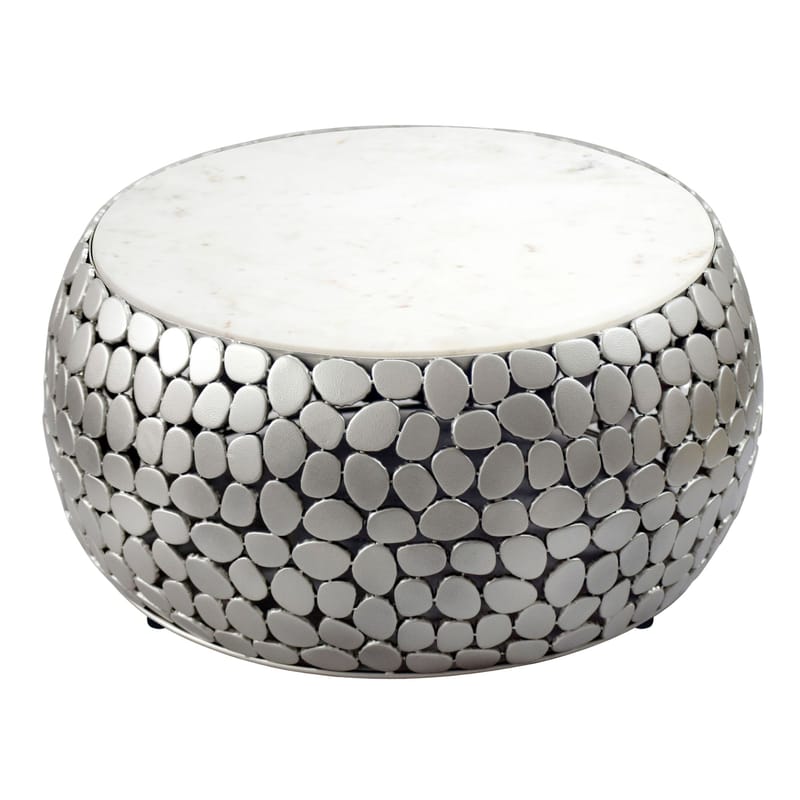 Galino Soffbord 66 cm - vit och silver - Möbler - Bord & matgrupp - Marmorbord