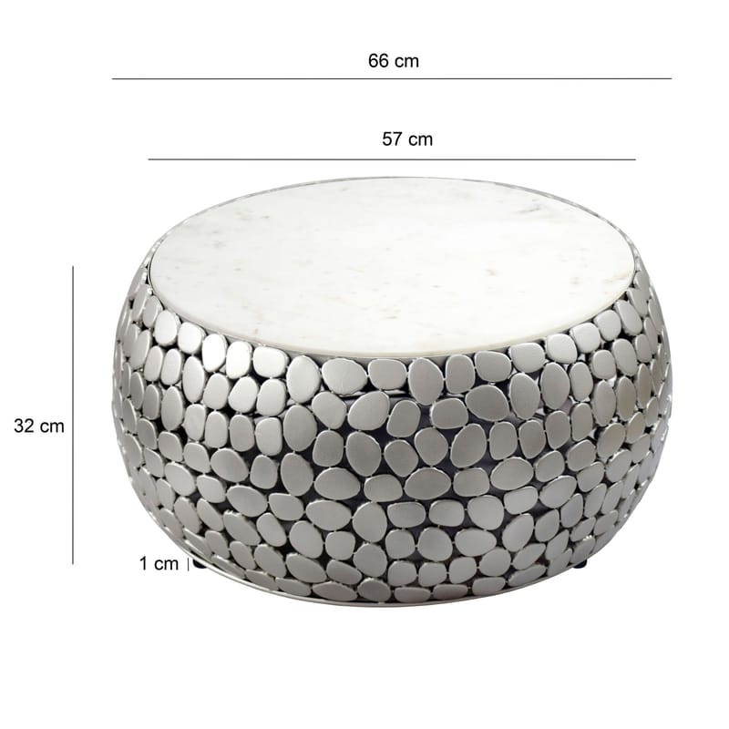 Galino Soffbord 66 cm - vit och silver - Möbler - Bord & matgrupp - Marmorbord