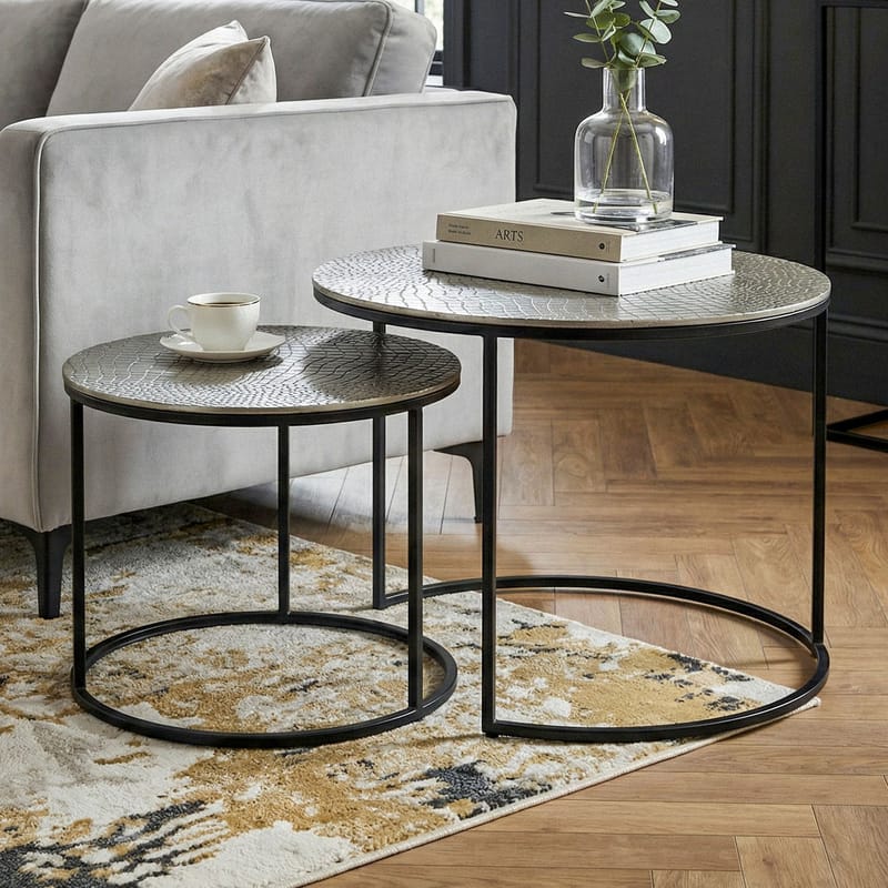 Galova Soffbord 60 cm Set om 2 - Guld och svart - Möbler - Bord & matgrupp - Soffbord