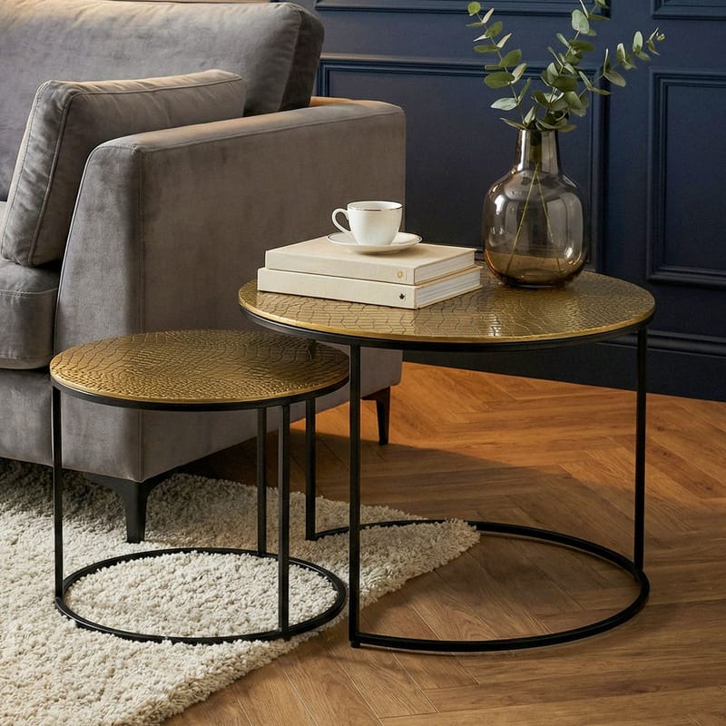 Galova Soffbord 60 cm Set om 2 - Silver och svart - Möbler - Bord & matgrupp - Soffbord