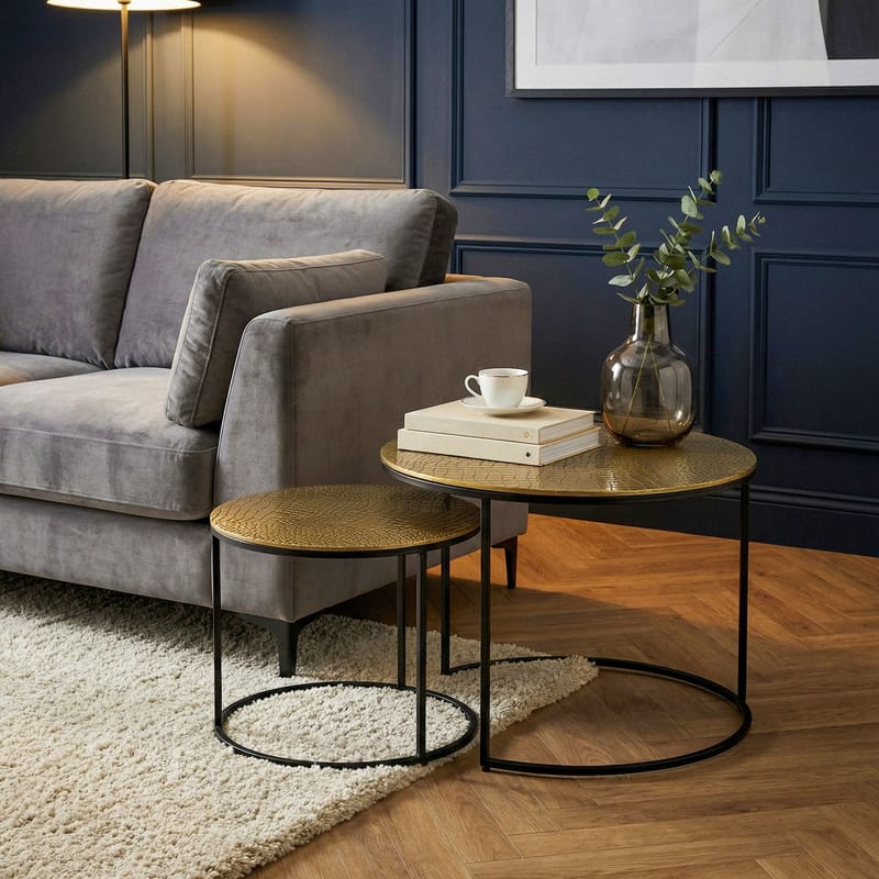 Galova Soffbord 60 cm Set om 2 - Silver och svart - Möbler - Bord & matgrupp - Soffbord