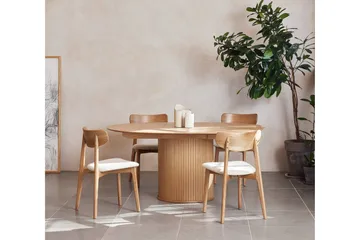 Gethin Runt Matbord 120 cm med Trä- och Ekutseende - Beige - Möbler - Bord & matgrupp - Matbord & köksbord