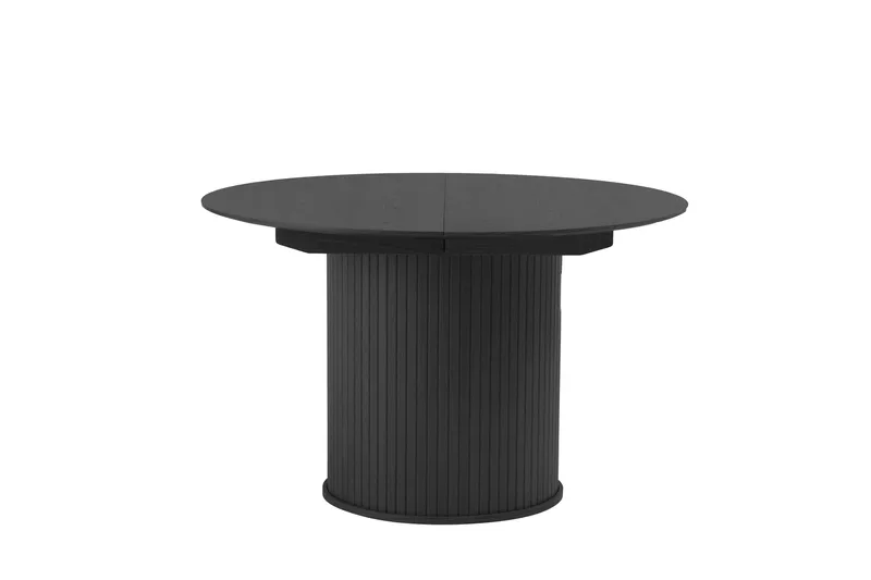Gethin Runt Matbord 120 cm med Träutseende, Svart