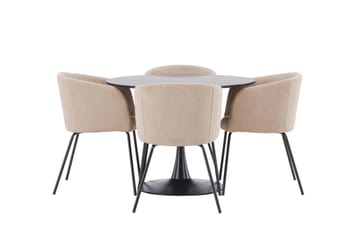 Glade Matgrupp 100 cm Rund med 4 Berit stolar - Beige - Möbler - Bord & matgrupp - Matgrupp