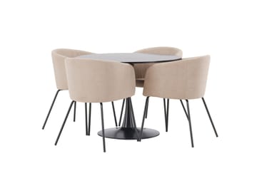 Glade Matgrupp 100 cm Rund med 4 Berit stolar - Beige - Möbler - Bord & matgrupp - Matgrupp