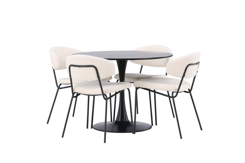 Glade Matgrupp 100 cm Rund med 4 Chico Stolar - Svart - Möbler - Bord & matgrupp - Matgrupp