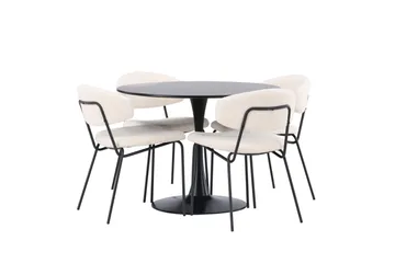 Glade Matgrupp 100 cm Rund med 4 Chico Stolar - Svart - Möbler - Bord & matgrupp - Matgrupp