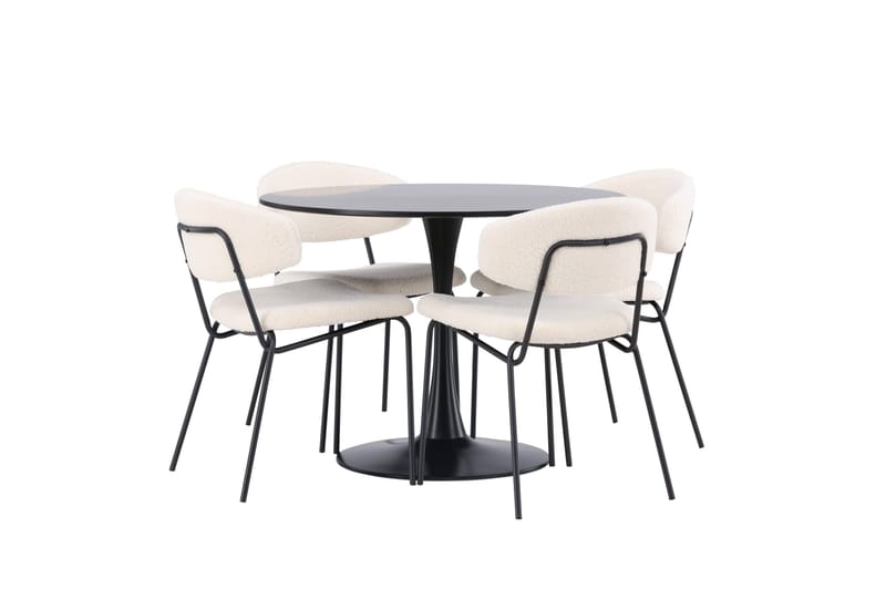 Glade Matgrupp 100 cm Rund med 4 Chico Stolar - Svart - Möbler - Bord & matgrupp - Matgrupp