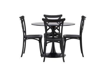 Glade Matgrupp 100 cm Rund med 4 Crosett stolar - Svart - Möbler - Bord & matgrupp - Matgrupp