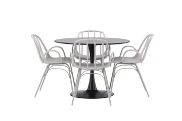 Glade Matgrupp 100 cm Rund med 4 Dyrön stolar - Svart - Möbler - Bord & matgrupp - Matgrupp