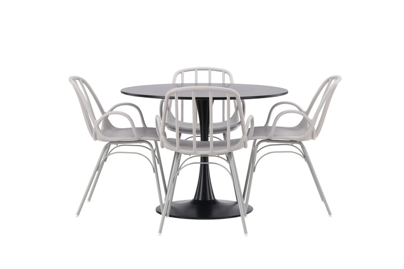 Glade Matgrupp 100 cm Rund med 4 Dyrön stolar - Svart - Möbler - Bord & matgrupp - Matgrupp