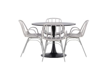 Glade Matgrupp 100 cm Rund med 4 Dyrön stolar - Svart - Möbler - Bord & matgrupp - Matgrupp