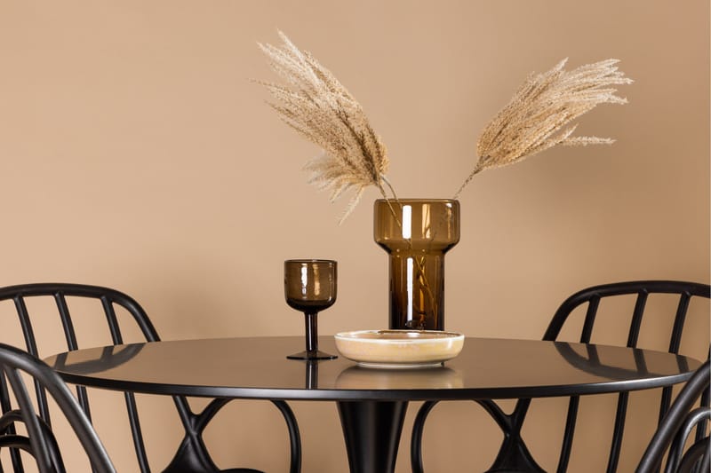 Glade Matgrupp 100 cm Rund med 4 Dyrön stolar - Svart - Möbler - Bord & matgrupp - Matgrupp