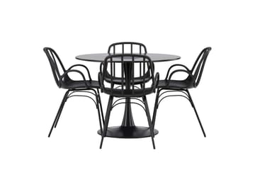Glade Matgrupp 100 cm Rund med 4 Dyrön stolar - Svart - Möbler - Bord & matgrupp - Matgrupp