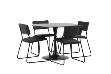 Glade Matgrupp 100 cm Rund med 4 Kenth Stolar - Svart - Möbler - Bord & matgrupp - Matgrupp