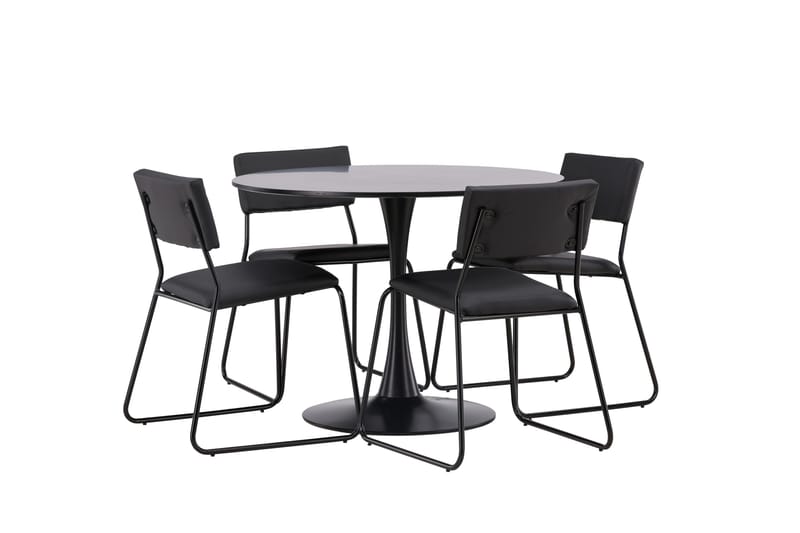 Glade Matgrupp 100 cm Rund med 4 Kenth Stolar - Svart - Möbler - Bord & matgrupp - Matgrupp