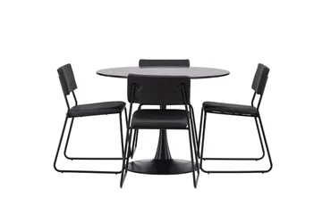 Glade Matgrupp 100 cm Rund med 4 Kenth Stolar - Svart - Möbler - Bord & matgrupp - Matgrupp