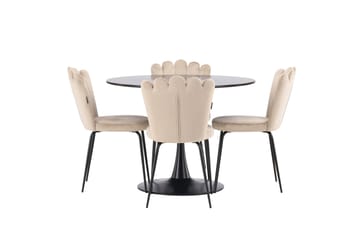 Glade Matgrupp 100 cm Rund med 4 Limhamn stolar - Beige - Möbler - Bord & matgrupp - Matgrupp