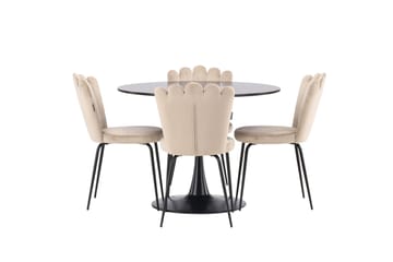Glade Matgrupp 100 cm Rund med 4 Limhamn stolar - Beige - Möbler - Bord & matgrupp - Matgrupp