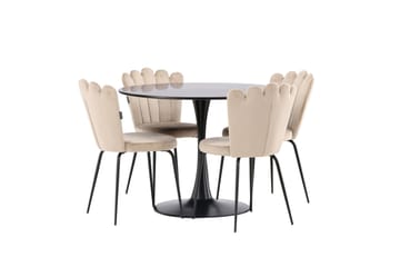 Glade Matgrupp 100 cm Rund med 4 Limhamn stolar - Beige - Möbler - Bord & matgrupp - Matgrupp