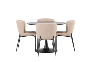 Glade Matgrupp 100 cm Rund med 4 Modesto stolar - Beige - Möbler - Bord & matgrupp - Matgrupp