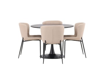 Glade Matgrupp 100 cm Rund med 4 Modesto stolar - Beige - Möbler - Bord & matgrupp - Matgrupp