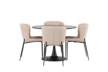 Glade Matgrupp 100 cm Rund med 4 Modesto stolar - Beige - Möbler - Bord & matgrupp - Matgrupp