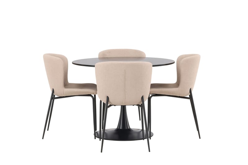 Glade Matgrupp 100 cm Rund med 4 Modesto stolar, Beige