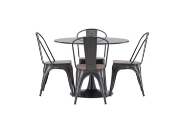 Glade Matgrupp 100 cm Rund med 4 Tempe stolar - Mörkgrå - Möbler - Bord & matgrupp - Matgrupp