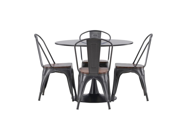Glade Matgrupp 100 cm Rund med 4 Tempe stolar, Mörkgrå