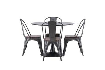 Glade Matgrupp 100 cm Rund med 4 Tempe stolar - Mörkgrå - Möbler - Bord & matgrupp - Matgrupp