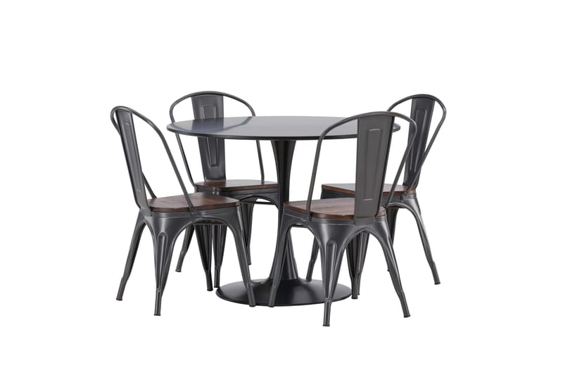 Glade Matgrupp 100 cm Rund med 4 Tempe stolar - Mörkgrå - Möbler - Bord & matgrupp - Matgrupp