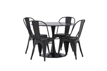 Glade Matgrupp 100 cm Rund med 4 Tempe Stolar - Svart - Möbler - Bord & matgrupp - Matgrupp