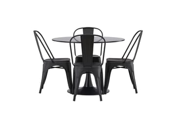 Glade Matgrupp 100 cm Rund med 4 Tempe Stolar - Svart - Möbler - Bord & matgrupp - Matgrupp