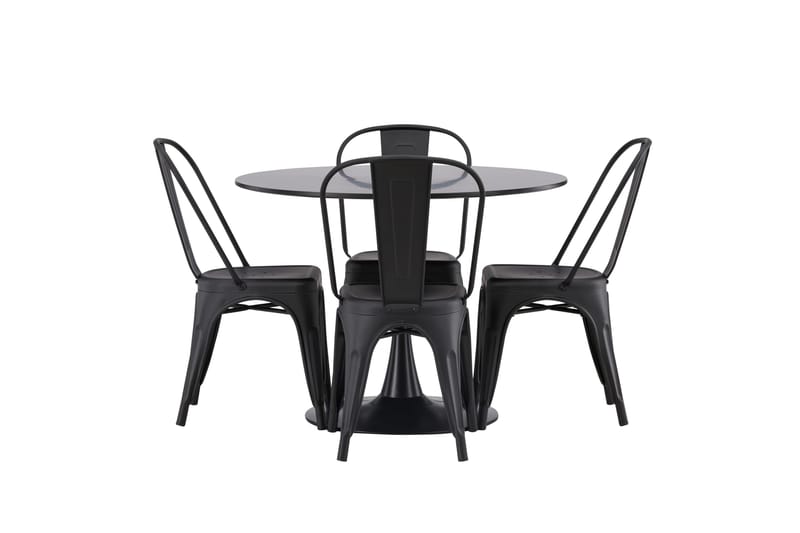 Glade Matgrupp 100 cm Rund med 4 Tempe Stolar - Svart - Möbler - Bord & matgrupp - Matgrupp
