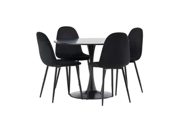 Glade Matgrupp 100 cm Rund med 4 Polar stolar - Svart - Möbler - Bord & matgrupp - Matgrupp