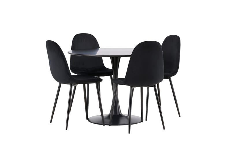 Glade Matgrupp 100 cm Rund med 4 Polar stolar - Svart - Möbler - Bord & matgrupp - Matgrupp