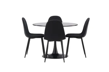 Glade Matgrupp 100 cm Rund med 4 Polar stolar - Svart - Möbler - Bord & matgrupp - Matgrupp