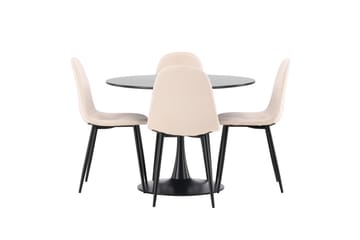 Glade Matgrupp 100 cm Rund med 4 Polar stolar - Beige - Möbler - Bord & matgrupp - Matgrupp